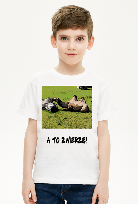 T-shirt chłopięcy z nadrukiem wielbłąda i napisem "A to zwierzę!"