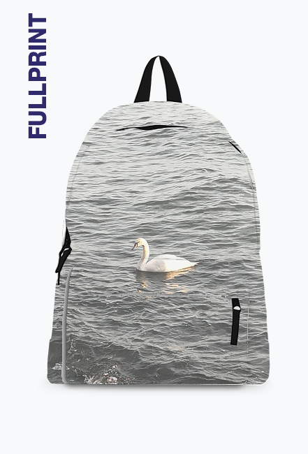 Plecak FULLPRINT z nadrukiem łabędzia i napisem "Błękit życia"