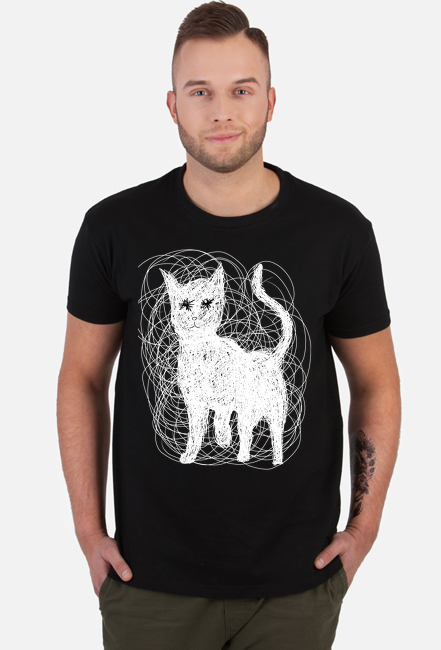 Biały kot, koszulka męska