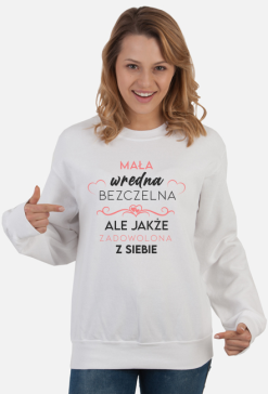 Biała bluza damska - Mała wredna bezczelna ale jakże zadowolona z siebie