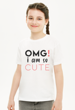 Dziecięca koszulka damska (biała) - Omg! i am so cute