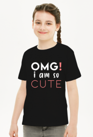 Dziecięca koszulka damska (czarna) - Omg! i am so cute