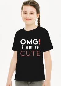 Dziecięca koszulka damska (czarna) - Omg! i am so cute
