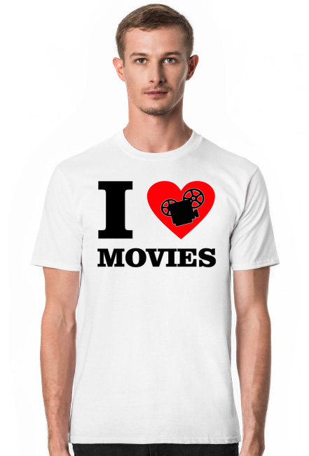 I love movies - kocham filmy - męska koszulka