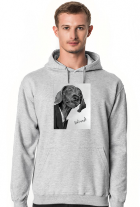 Weimali - Wyżeł Weimarski - bluza męska z kapturem z psem