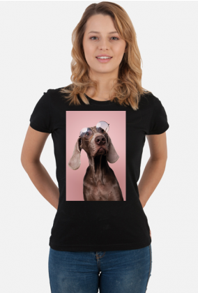 PINK - Wyżeł Weimarski - koszulka damska z psem