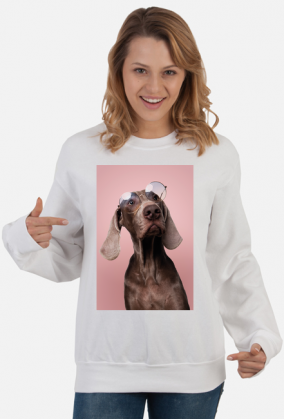 PINK - Wyżeł Weimarski - bluza damska z psem