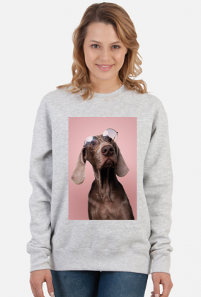 PINK - Wyżeł Weimarski - bluza damska z psem