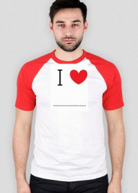 Koszulka I LOVE ...  (biało-czerwona)