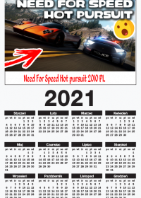 Kalendarz z miniaturą z serii z NFS Hod Pursuit z 20210r.