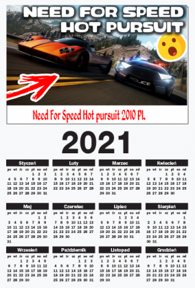 Kalendarz z miniaturą z serii z NFS Hod Pursuit z 20210r.