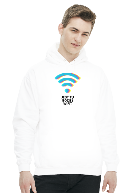 Bluza męska z kapturem "Jest tu gdzieś WiFi?"