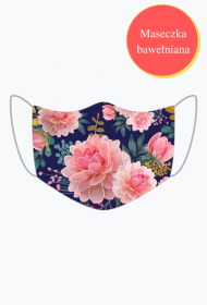 Pink Flowers Dark Blue