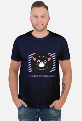 Heavy breathing cat - koszulka męska