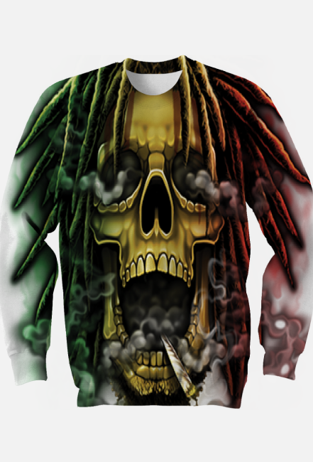Bluza bez kaptura czacha rasta