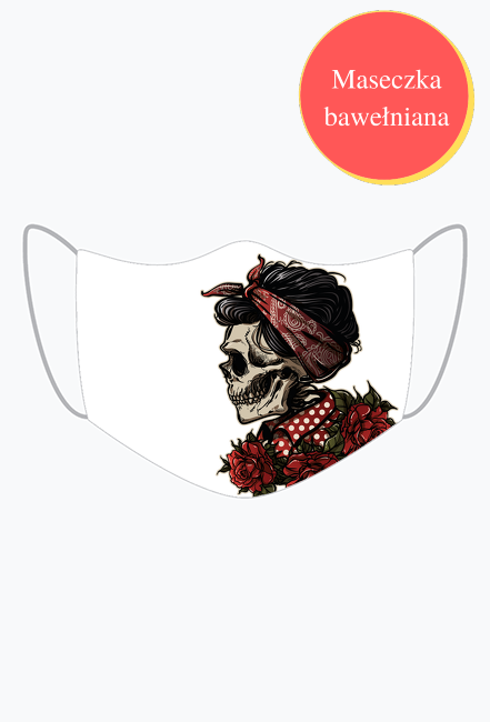 Maseczka z kościotrupem i różami