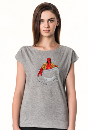 Koszulka damska Hellboy pocket oversize kieszonka.