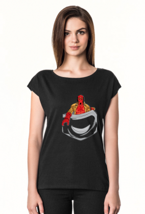 Koszulka damska Hellboy pocket oversize kieszonka.