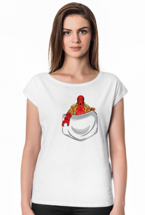 Koszulka damska Hellboy pocket oversize kieszonka.