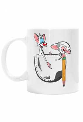 Kubek biały Pinky and Brain pocket kieszonka..
