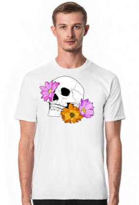 SkullGirl – Czaszka i trzy kwiaty (kolorowa)