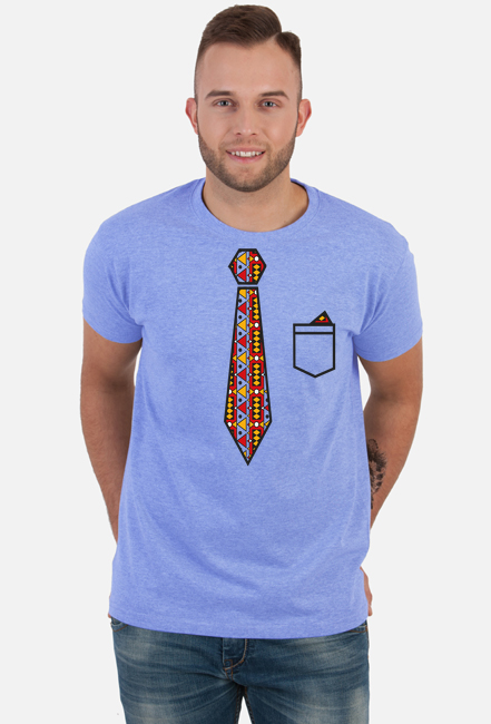 Krawat butonierka koszulka męska