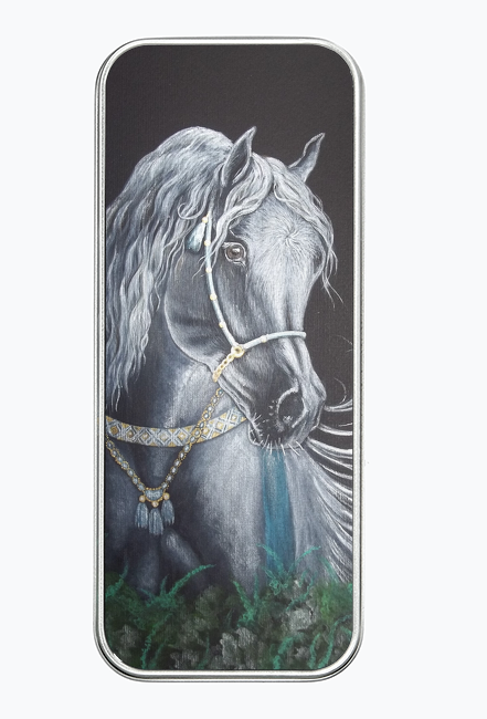 PIÓRNIK Z KONIEM "Pearl Grey Arabian Horse " © DH