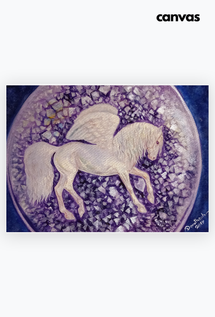 MATERIAŁ CANVAS Z PEGAZEM - SPIRIT OF HORSE - AMETHYST PEGASUS JAMINI - © DH