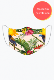 Maseczka w kwiaty i papugi