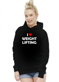 Bluza z kapturem damska I love weightlifting czarna