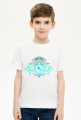 T-SHIRT DZIECIĘCY Z TURKUSOWYM KONIEM - Emblem with a Friesian Horse and a Lotus ©DH