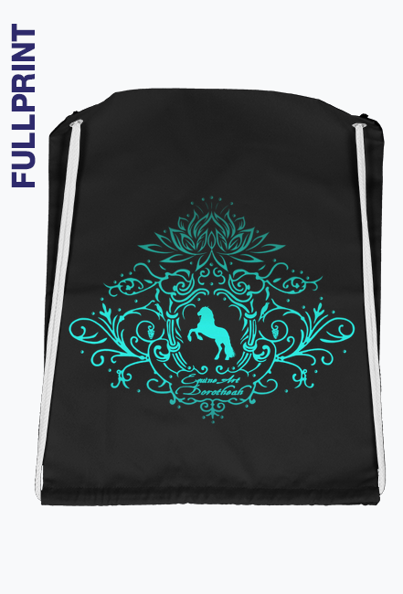 WOREK FULPRINT  Z TURKUSOWYM KONIEM - Emblem with a Friesian Horse and a Lotus ©DH