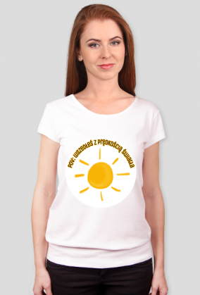 Koszulka Damska ze ściągaczem oraz napisem "pov: wszedłeś z prędkością światła"