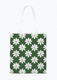 zielona torba w białe kwiaty, torba na lato, torba na ramię