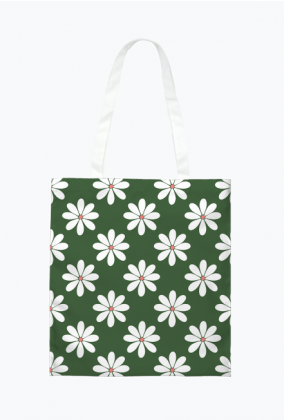 zielona torba w białe kwiaty, torba na lato, torba na ramię