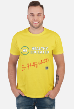 HE podkoszulek męśki krótki rękaw 2 strony nadruk be healthy educated