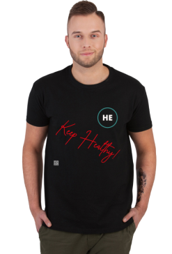 HE podkoszulek męśki krótki rękaw 2 strony nadruk keep healthy be healthy
