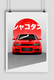 Plakat Nissan Skyline R34 GT-R Red