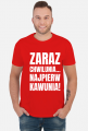 Koszulka męska ciemna z napisem -Zaraz Chwilunia Najpierw Kawunia!