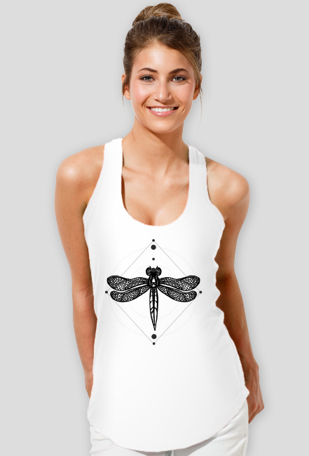 Koszulka bokserka damska ważka, dragonfly, owad, tatoo, lineart