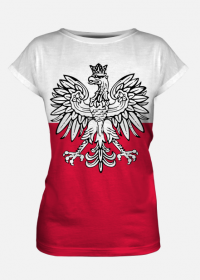 Patriotyczna koszulka damska full print bialo-czerwona Polska