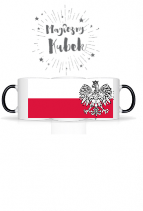 Magiczny kubek patriotyczny bialo-czerwony Orzel bialy