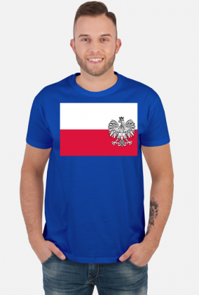 Koszulka T-Shirt z nadrukiem patriotyczna bialo-czerwona flaga Orzel bialy
