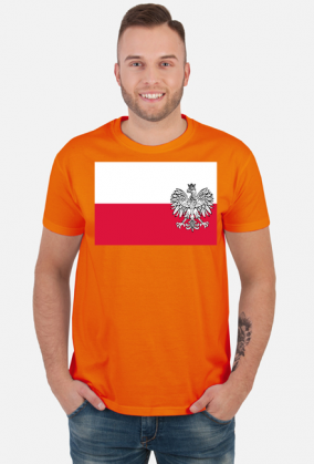 Koszulka T-Shirt z nadrukiem patriotyczna bialo-czerwona flaga Orzel bialy