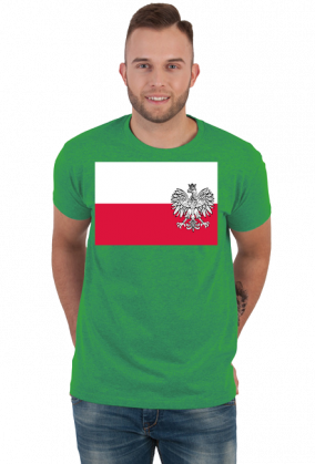 Koszulka T-Shirt z nadrukiem patriotyczna bialo-czerwona flaga Orzel bialy