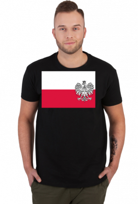 Koszulka T-Shirt z nadrukiem patriotyczna bialo-czerwona flaga Orzel bialy