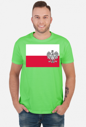 Koszulka T-Shirt z nadrukiem patriotyczna bialo-czerwona flaga Orzel bialy
