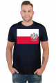 Koszulka T-Shirt z nadrukiem patriotyczna bialo-czerwona flaga Orzel bialy