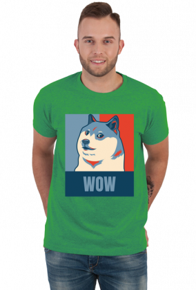 Pieseł, doge, dogecoin koszulka męska wow dla fanów psów