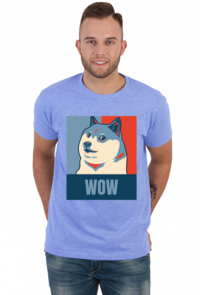 Pieseł, doge, dogecoin koszulka męska wow dla fanów psów